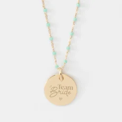 Collier EVJF perles Miyuki colorées personnalisé médaille gravée plaqué or 15 mm