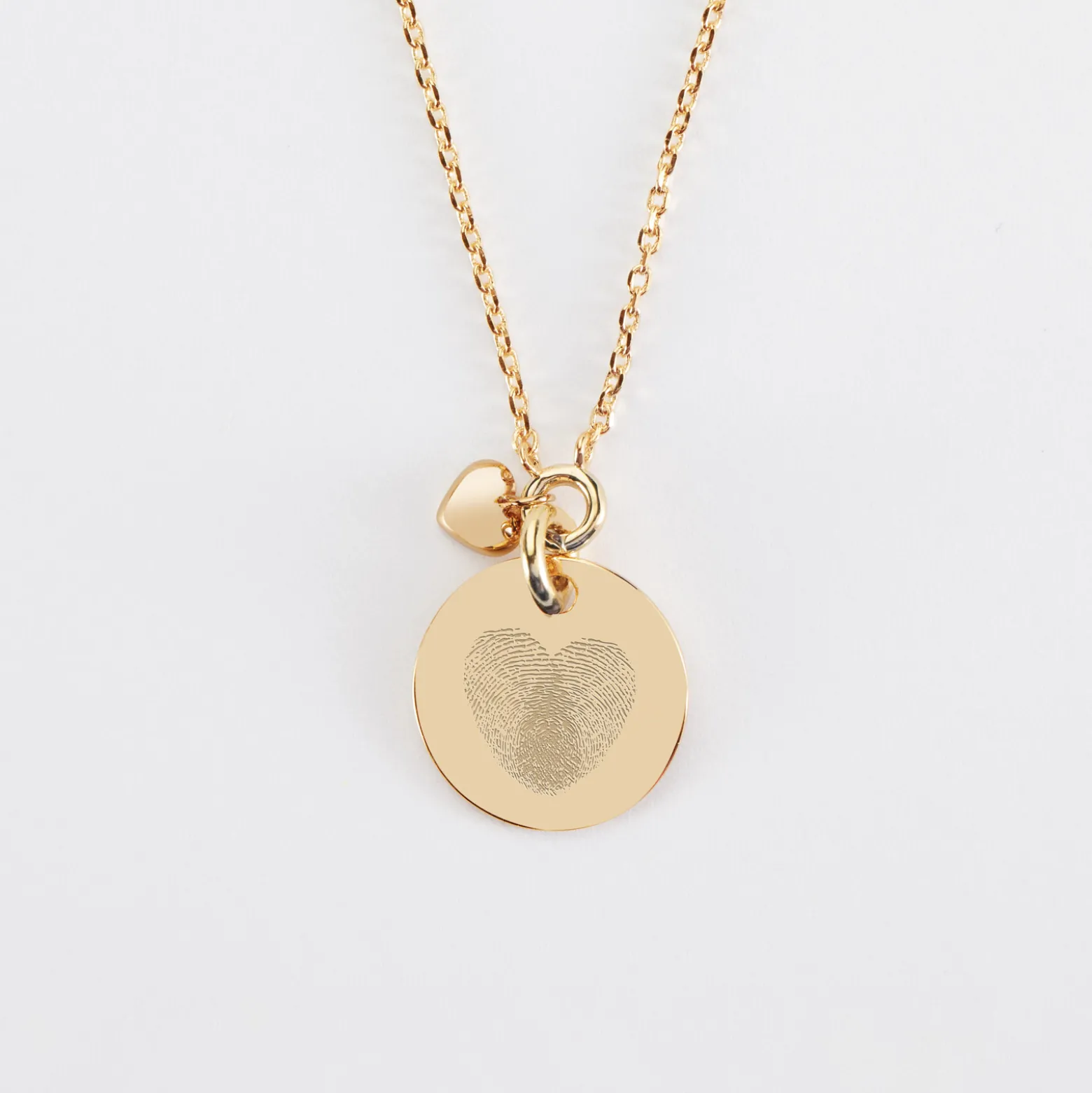 Collier mini coeur bombé Mariée personnalisé médaille gravée plaqué or 15 mm