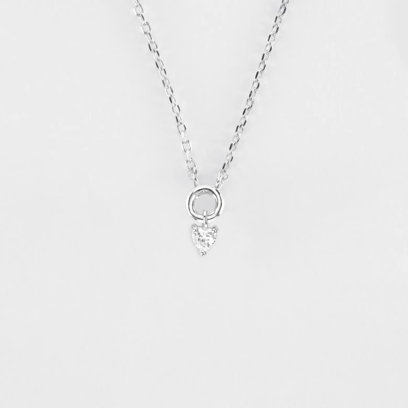 Collier mini coeur scintillant argent