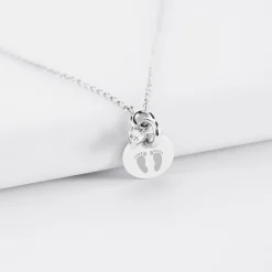 Collier mini coeur scintillant personnalisé médaille gravée argent 10 mm