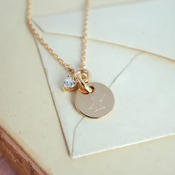 Collier mini coeur scintillant personnalisé médaille gravée plaqué or 10 mm