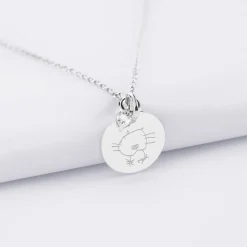 Collier mini coeur scintillant personnalisé médaille gravée argent 15 mm