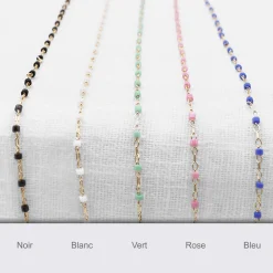 Collier perles Miyuki colorées personnalisé médaille gravée plaqué or 15 mm