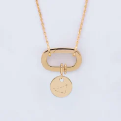 Collier personnalisé collection Chapitre mousqueton 11x19 mm plaqué or - à composer