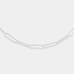 Collier personnalisé grandes mailles médaille gravée argent 10 mm