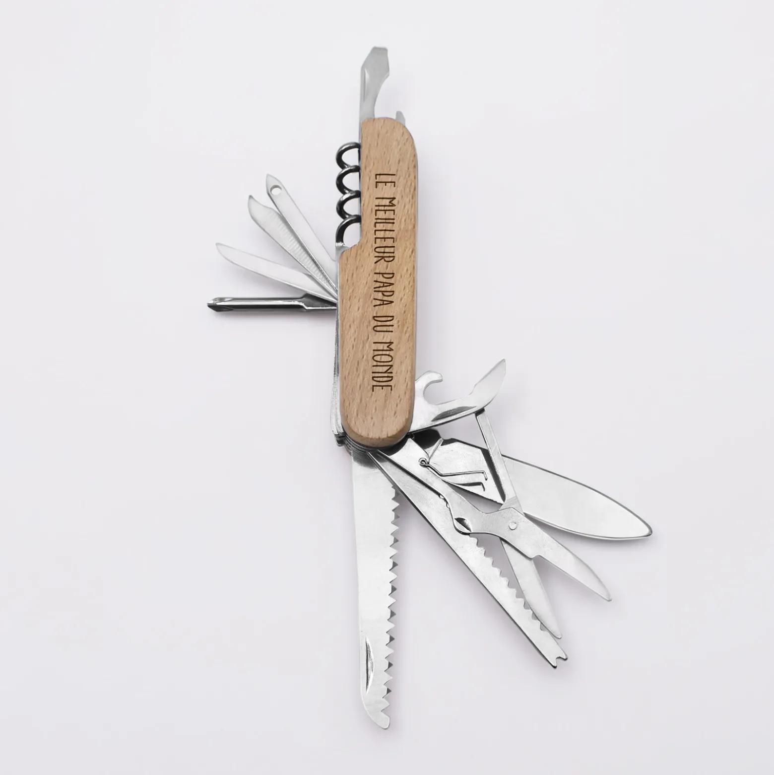 Couteau suisse personnalisé bois gravé