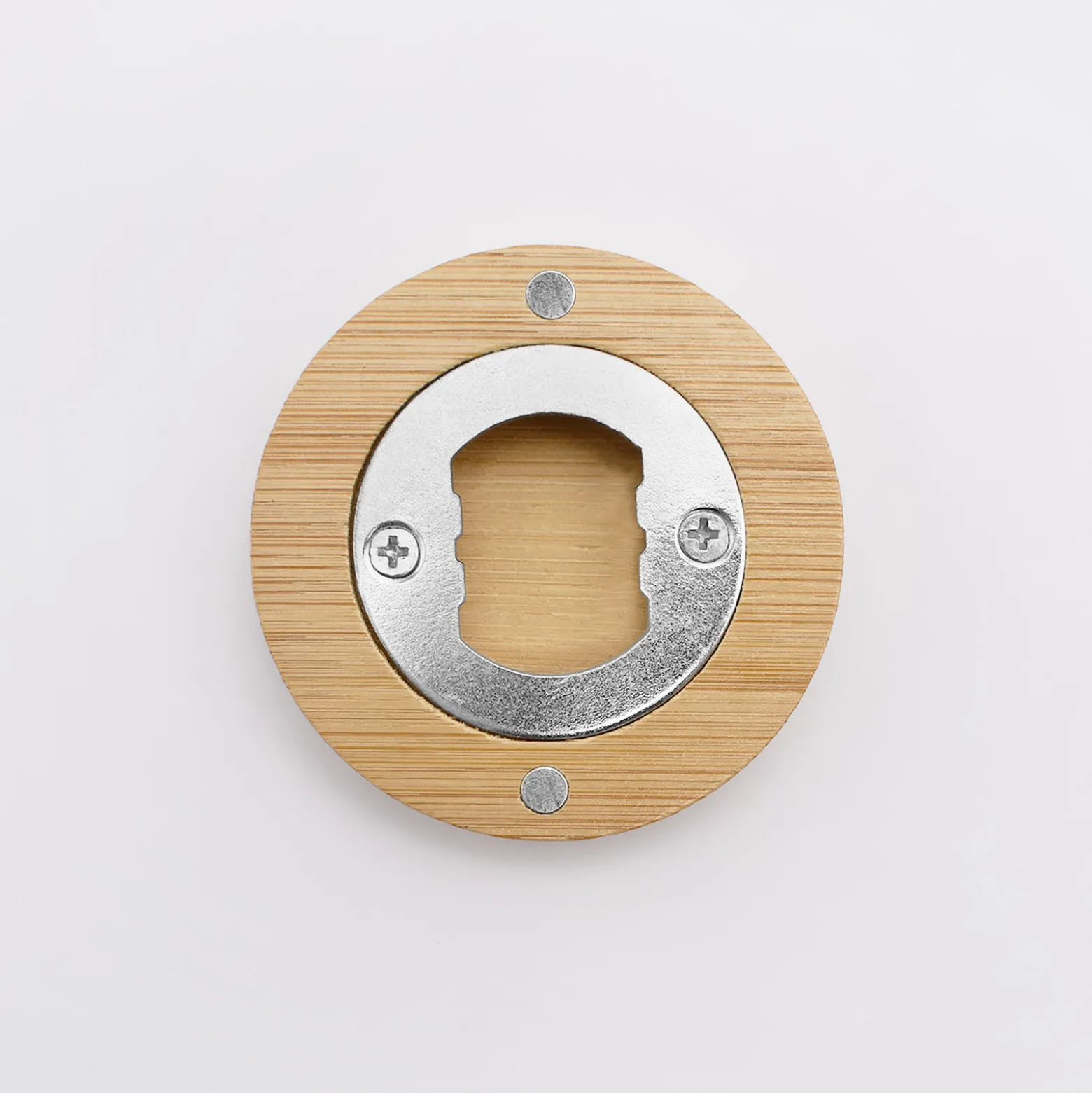 Décapsuleur magnet rond bois gravé 60x60 mm - édition spéciale "Meilleur Papy du monde"