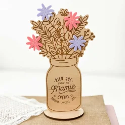 Décoration bouquet de fleurs personnalisé bois gravé 16x9 cm - Edition spéciale