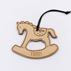 Décoration de Noël personnalisée bois gravé "Cheval à bascule"