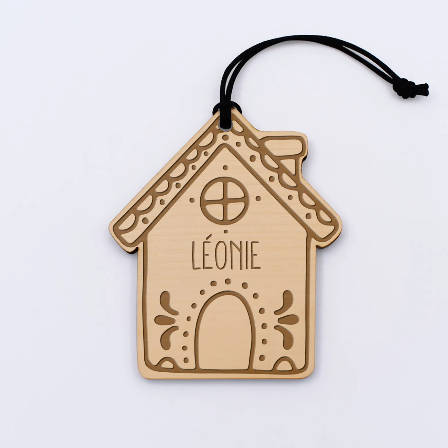 Décoration de Noël personnalisée bois gravé "Maison pain d'épice"