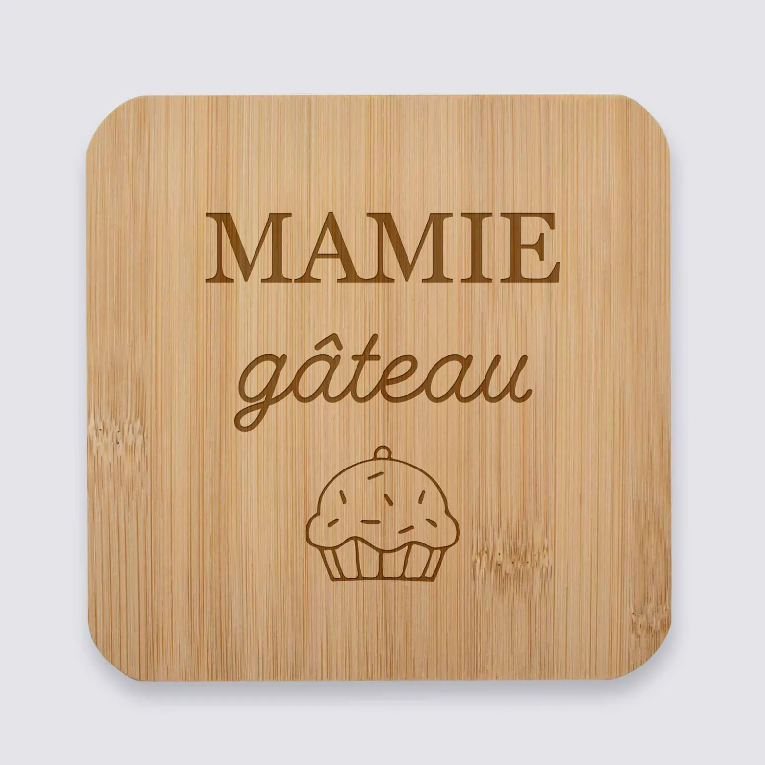 Dessous de plat personnalisé gravé bambou 145x145 mm