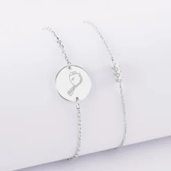Duo bracelets personnalisés chaine trio scintillant et médaille gravée argent 2 trous 15 mm