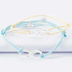 Duo de bracelets médailles gravées argent infini 25x10mm