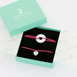 Duo de bracelets médailles gravées argent cible coeur 21 mm et coeur 10mm