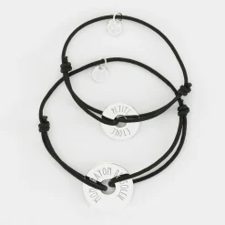Duo de bracelets médailles gravées argent cible 20mm et cible 16mm