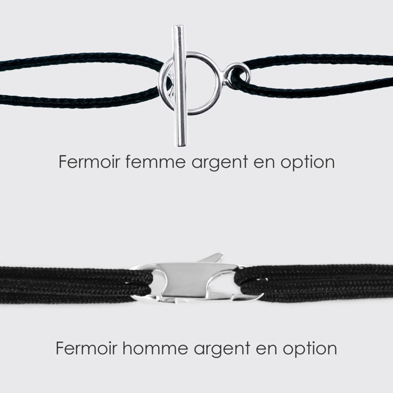 Duo de bracelets personnalisés médailles gravées argent 2 trous 20 mm