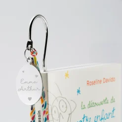 Marque page acier personnalisé médaille gravée ovale 33x25 et Liberty