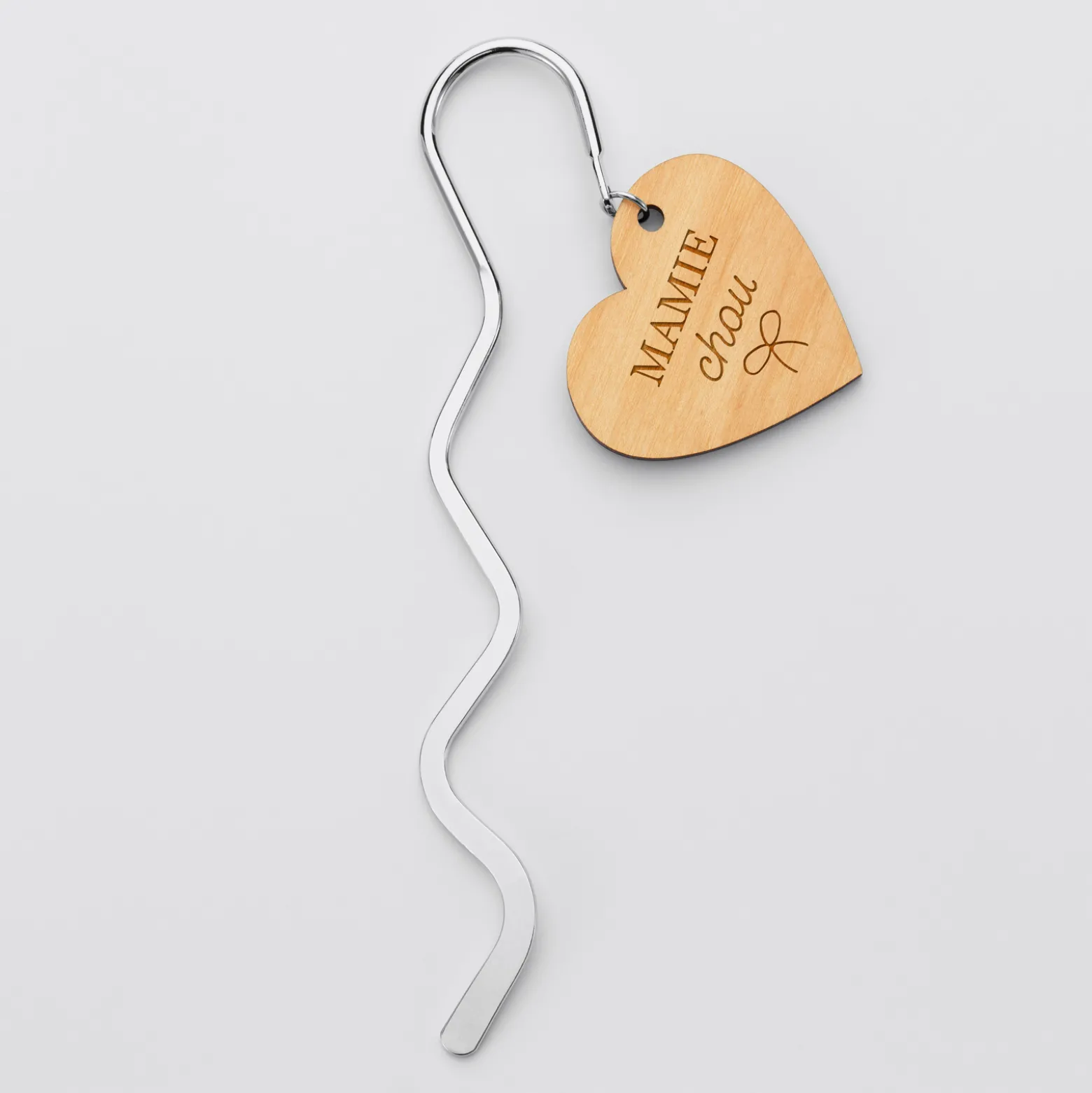 Marque page personnalisé acier médaille gravée bois