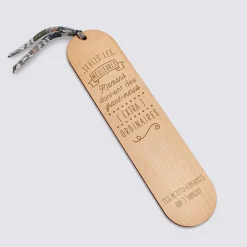 Marque page personnalisé bois gravé avec cordon liberty - édition spéciale