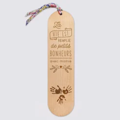 Marque page personnalisé bois gravé avec cordon liberty - édition spéciale