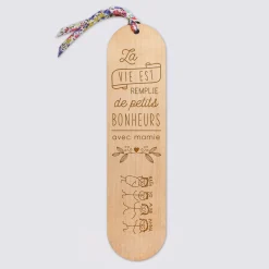 Marque page personnalisé bois gravé avec cordon liberty - édition spéciale