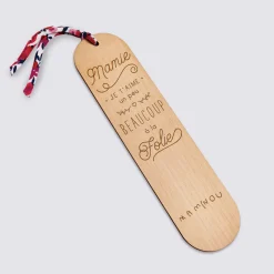 Marque page personnalisé bois gravé avec cordon liberty - édition spéciale 
