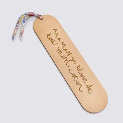 Marque page personnalisé bois gravé avec cordon liberty - édition spéciale 