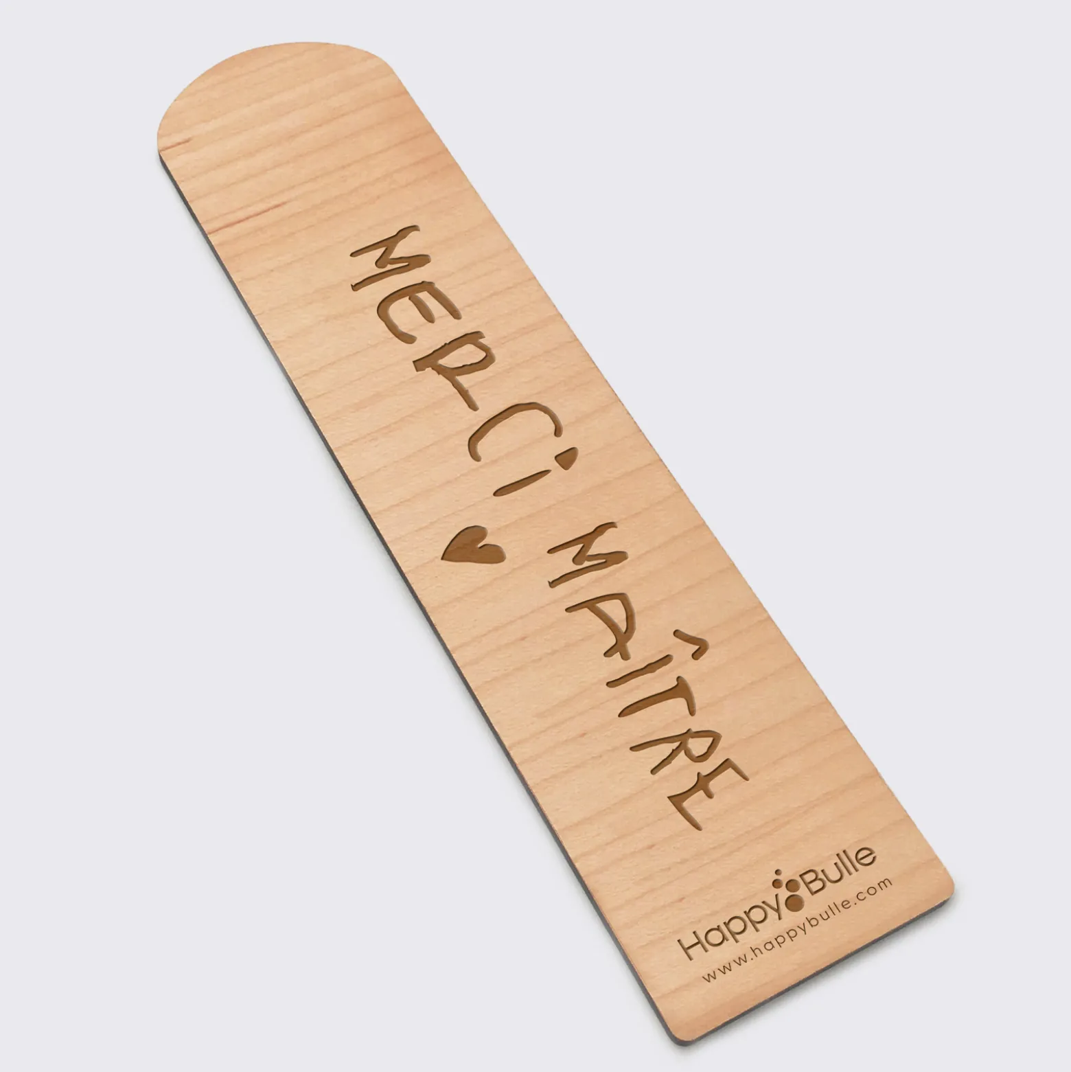 Marque page personnalisé bois gravé - Edition spéciale "Merci maître"