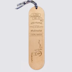 Marque page personnalisé bois gravé avec cordon liberty - édition spéciale 