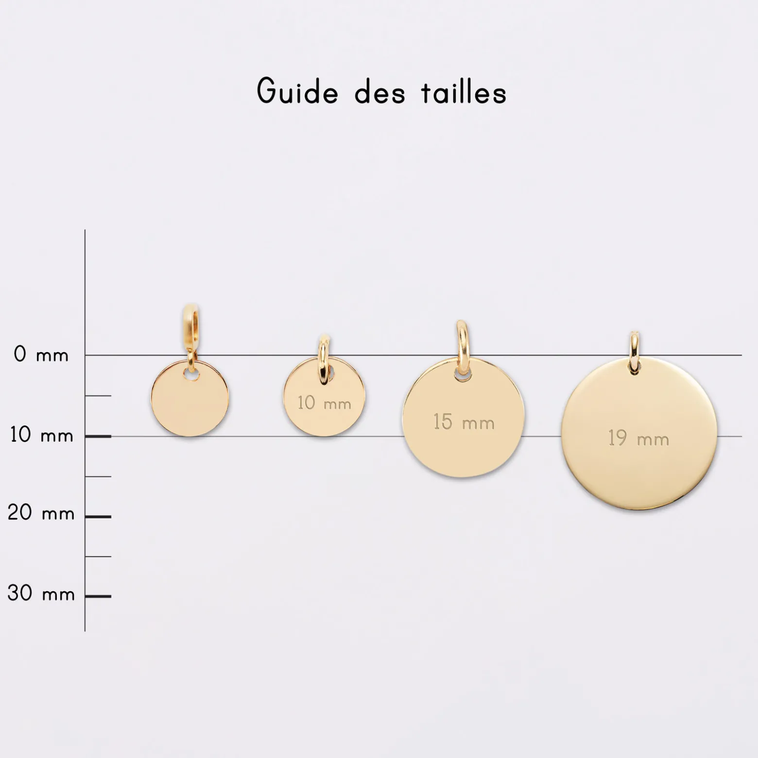 Mini-charm anneau collection Chapitre médaille gravée plaqué or 10 mm