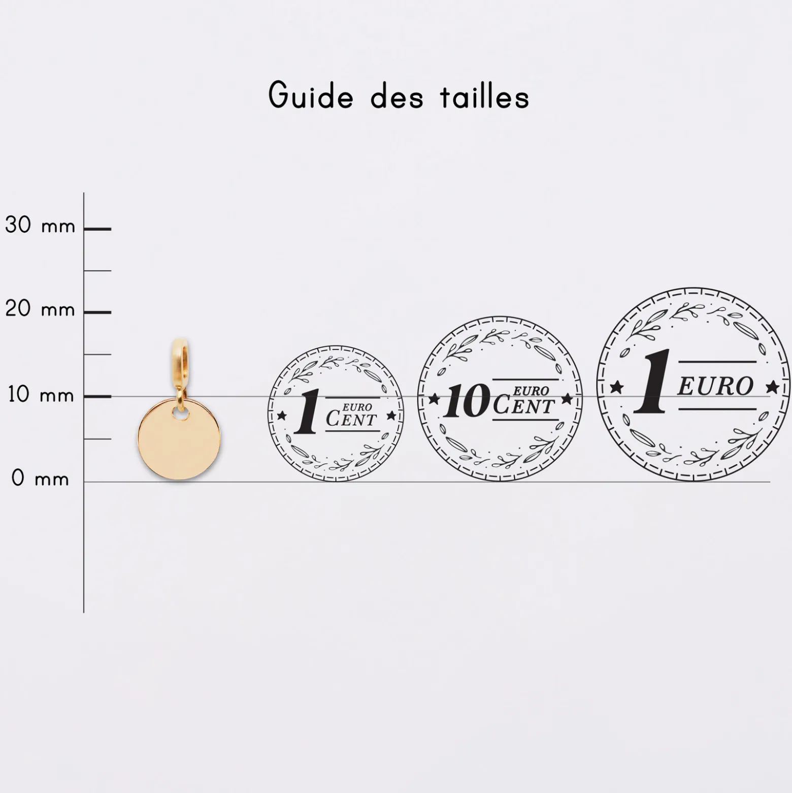 Mini-charm anneau collection Chapitre médaille gravée plaqué or 10 mm
