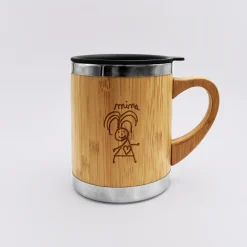 Mug isotherme personnalisé bambou gravé 300 ml