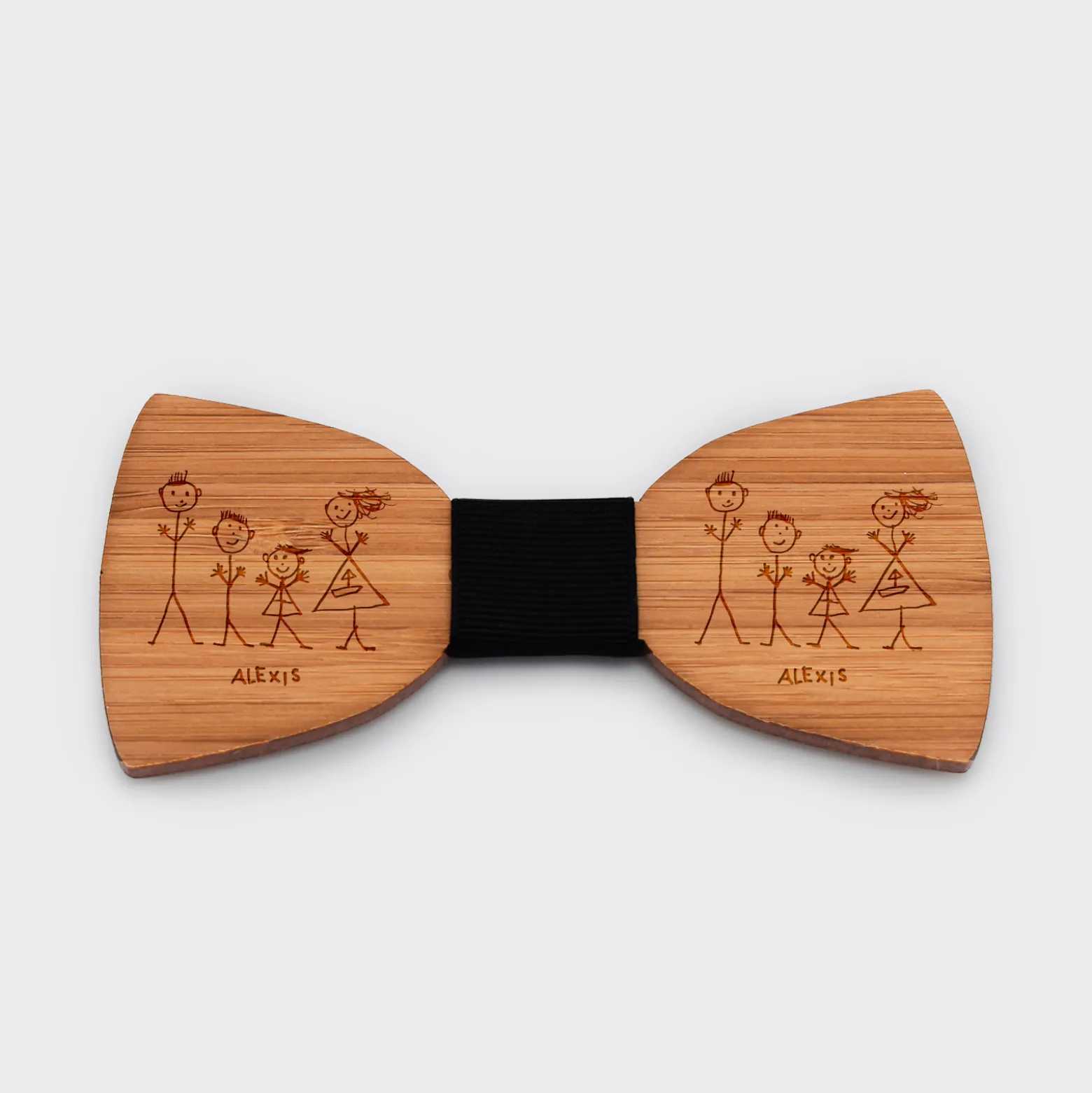 Noeud papillon personnalisé gravé bois classique