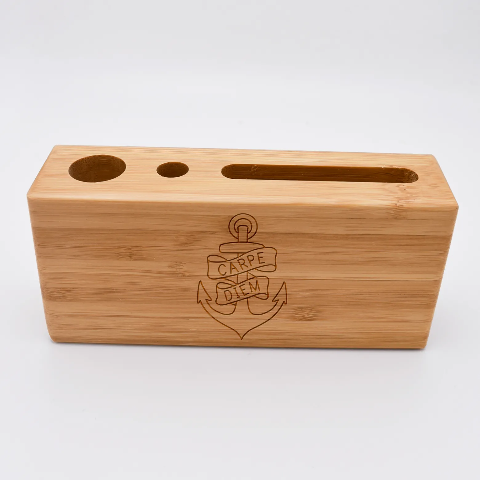 Organiseur de bureau personnalisé 14,6x6,5 cm bois gravé