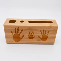 Organiseur de bureau personnalisé 14,6x6,5 cm bois gravé