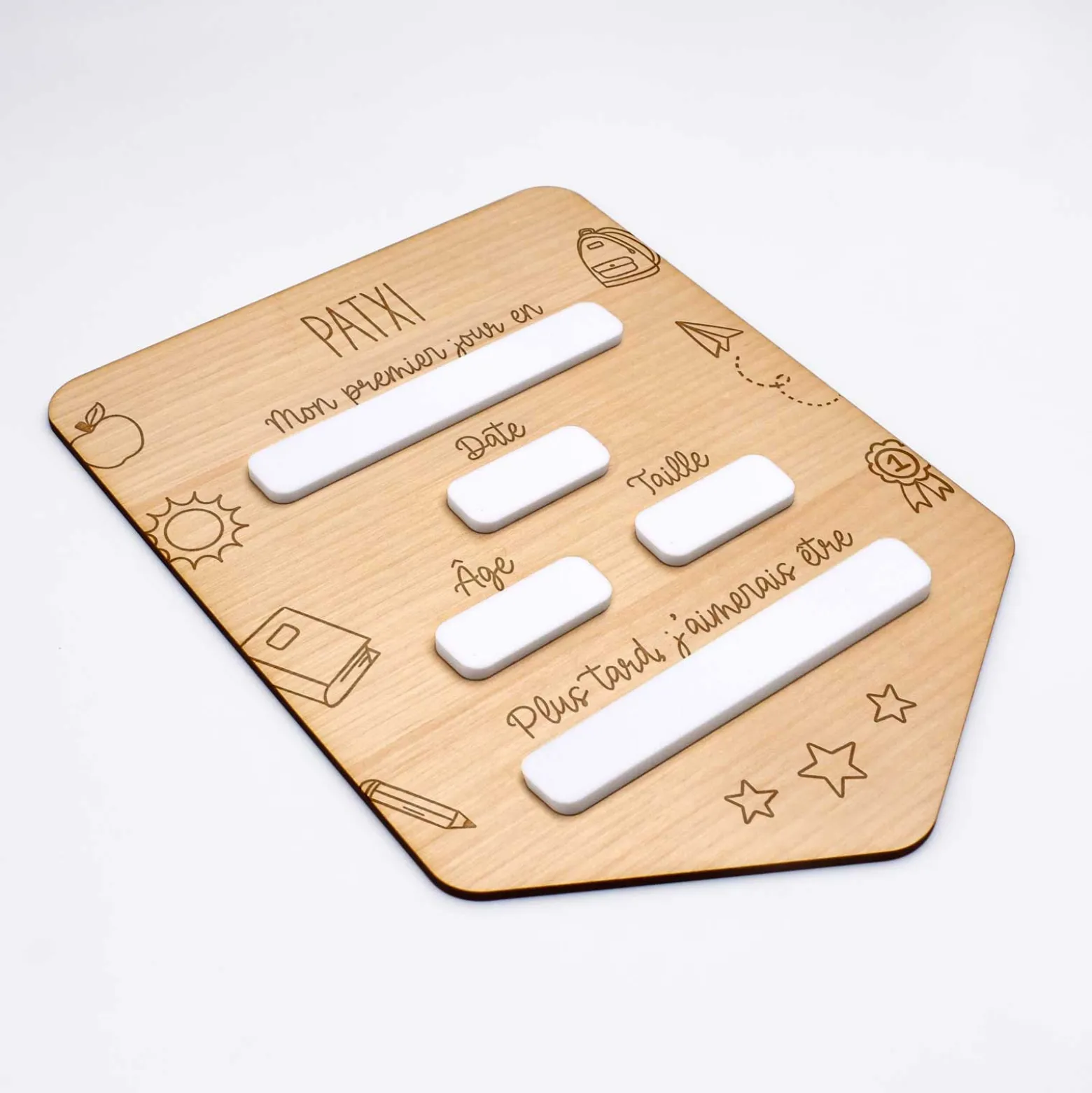 Pancarte rentrée scolaire personnalisée bois gravé 15x20 cm