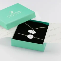 Parure enfant personnalisé pendentif médaille gravée argent nuage 20x14 mm et bracelet chaîne médaille gravée argent 15 mm