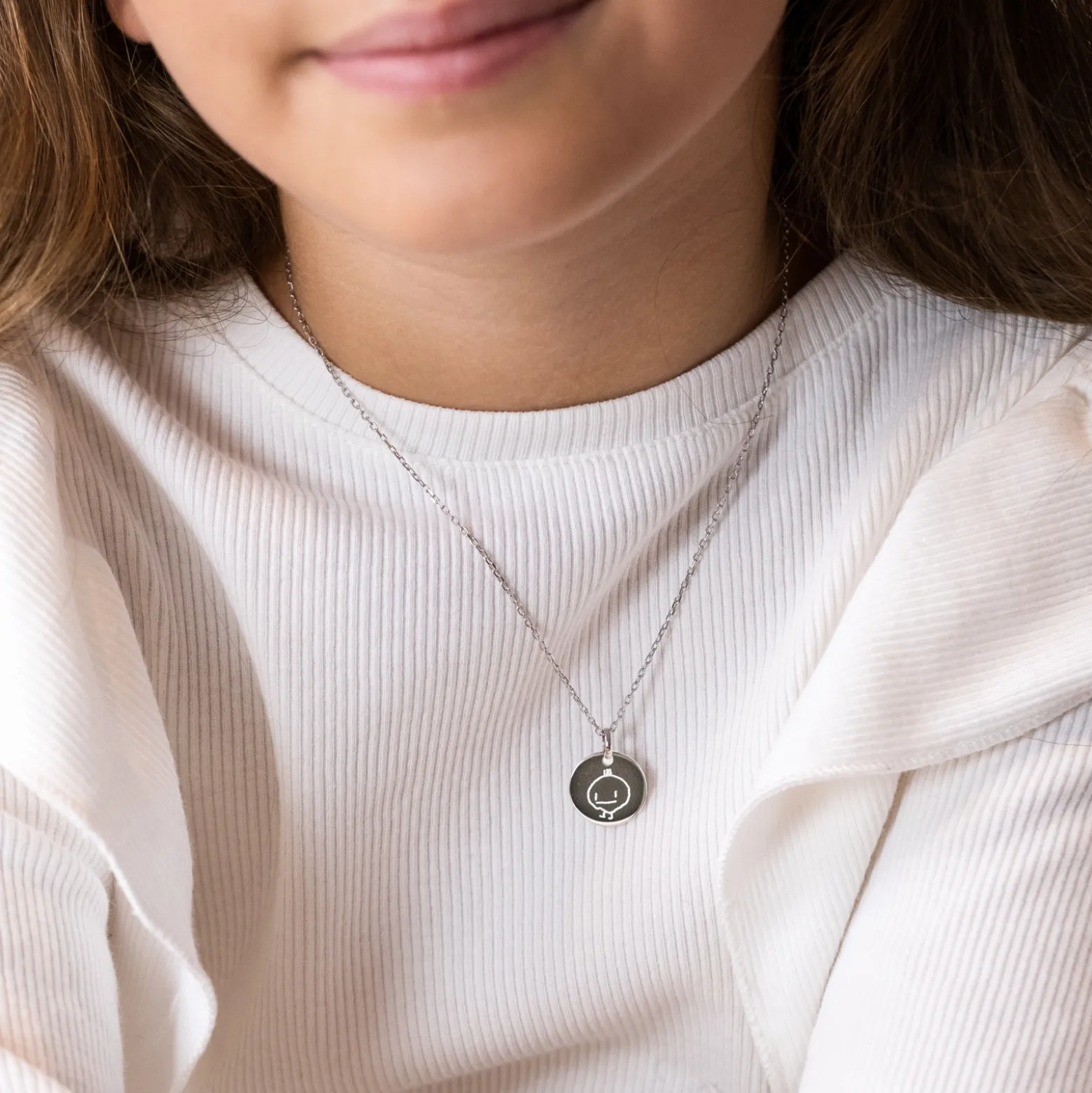 Pendentif baptême enfant personnalisé médaille gravée argent 15 mm
