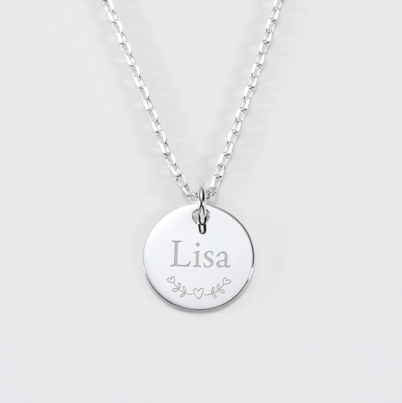 Pendentif baptême enfant personnalisé médaille gravée argent 15 mm