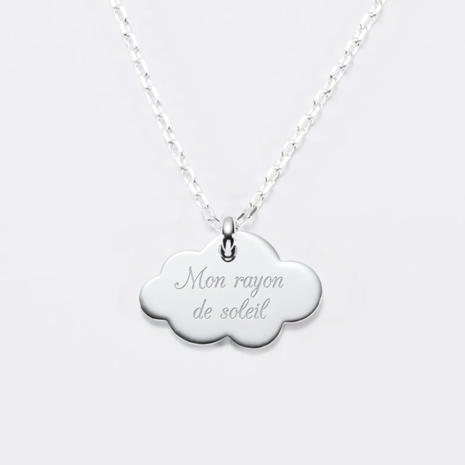Pendentif baptême enfant personnalisé médaille gravée argent nuage 20x14 mm