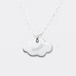 Pendentif baptême enfant personnalisé médaille gravée argent nuage 20x14 mm