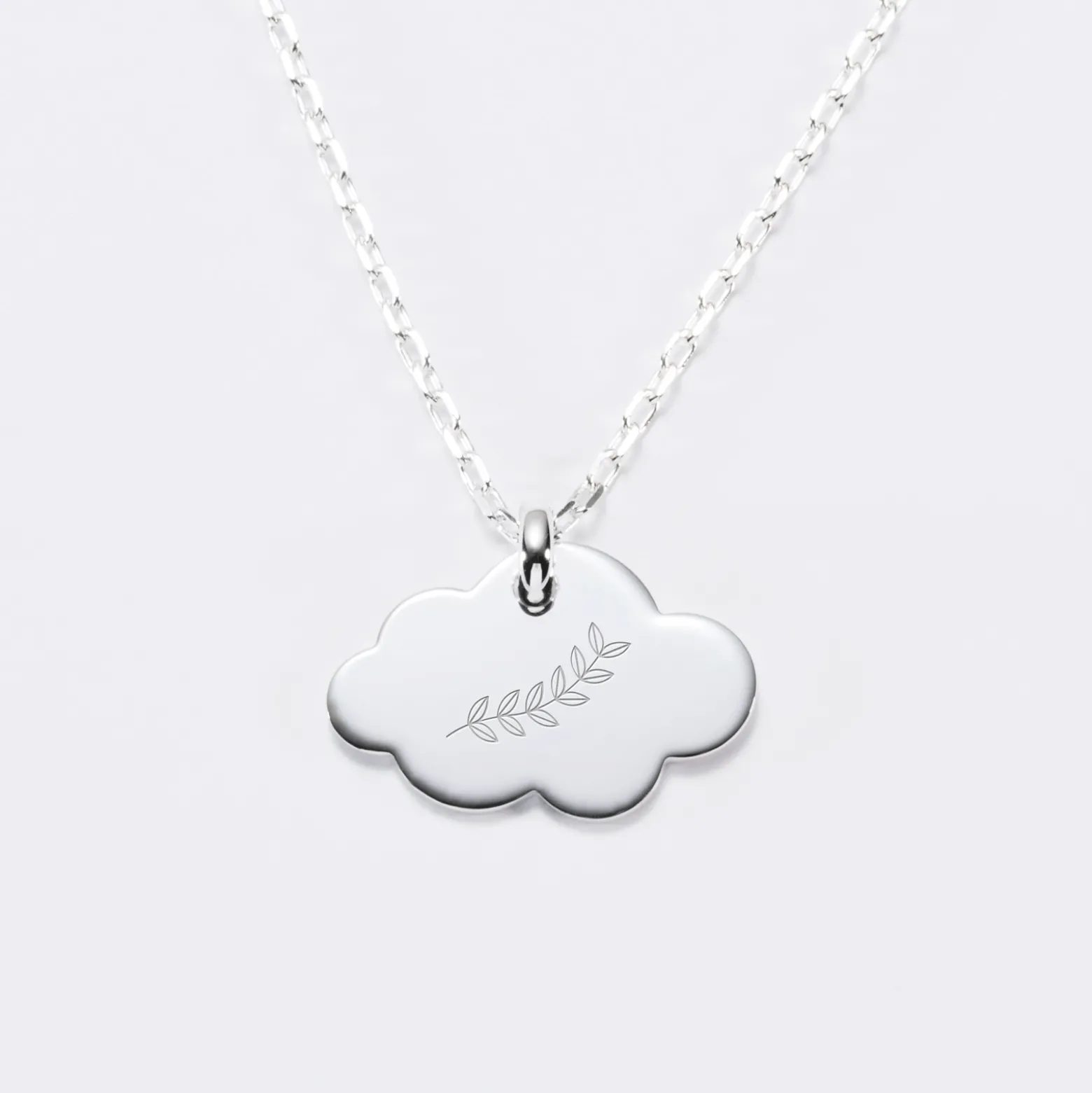 Pendentif baptême enfant personnalisé médaille gravée argent nuage 20x14 mm