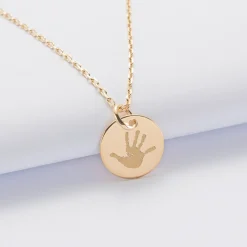 Pendentif Baptême enfant personnalisé médaille gravée plaqué or 15 mm