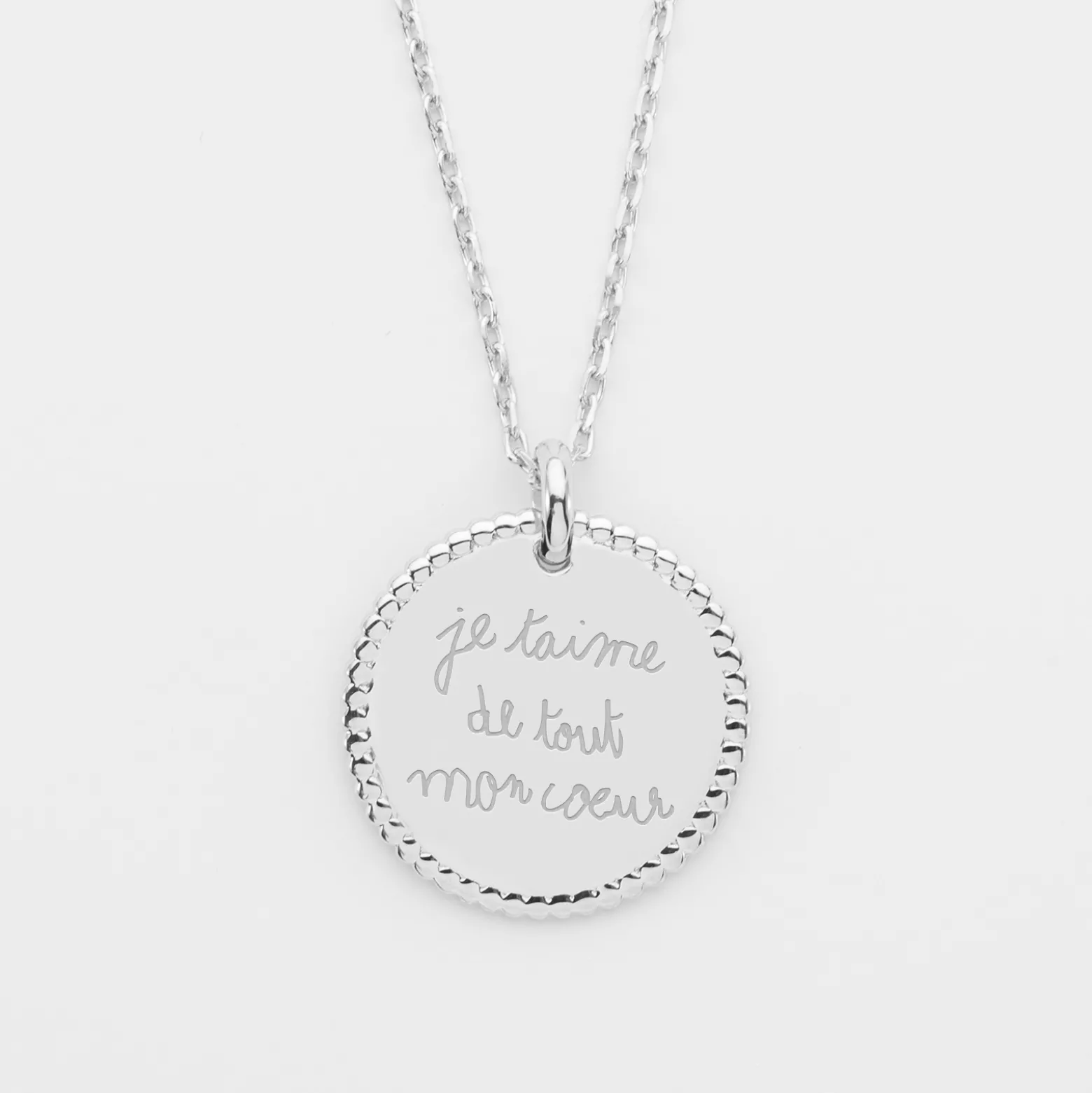 Pendentif bohème personnalisé médaille gravée argent 19 mm - Nos petits imparfaits
