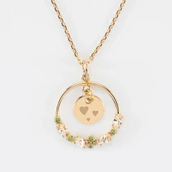 Pendentif cercle scintillant coloré personnalisé médaille gravée plaqué or 10 mm