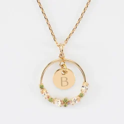 Pendentif cercle scintillant coloré personnalisé médaille gravée plaqué or 10 mm