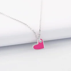 Pendentif coeur email argent 10 mm