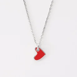 Pendentif coeur email argent 10 mm