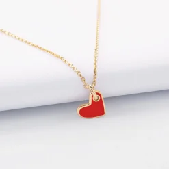 Pendentif coeur email plaqué or 10 mm