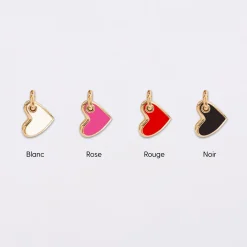 Pendentif coeur email plaqué or 10 mm